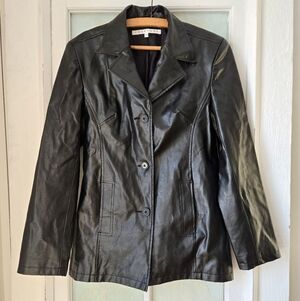Smart Set Black Faux Leather Blazer Jacket Small